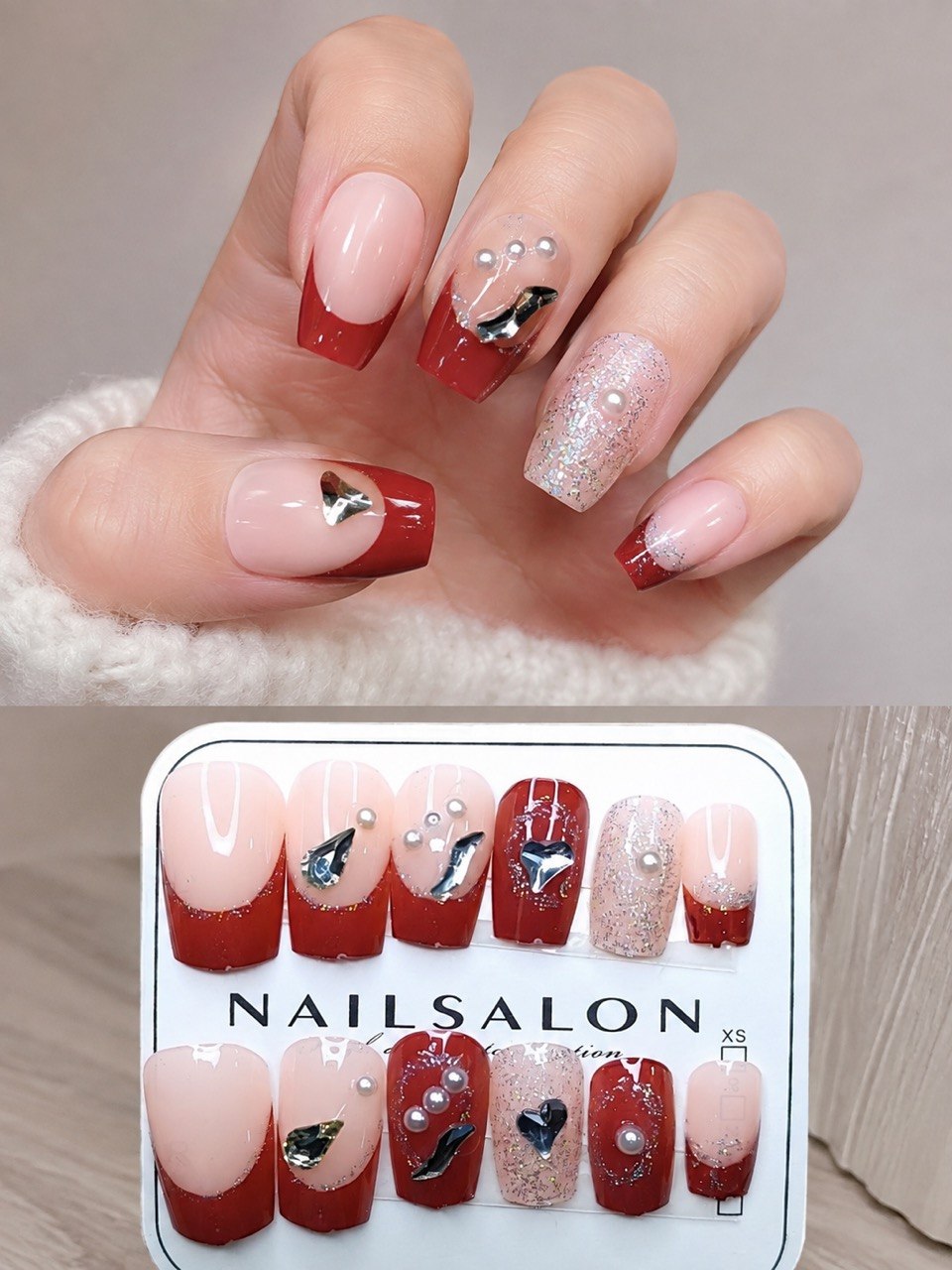 ناخن مصنوعی طرح دار  Nailsalon همراه با چسب ژله ای