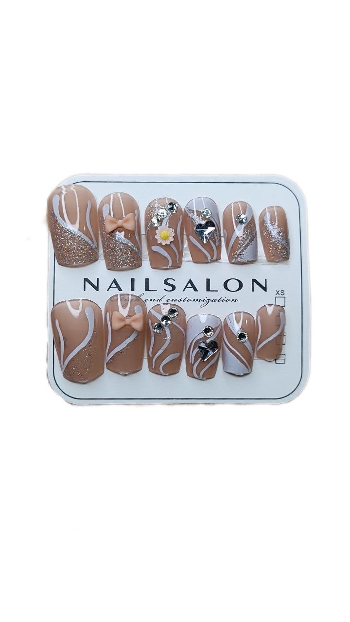 ناخن مصنوعی طرح دار Nailsalon همراه با چسب ژله ای
